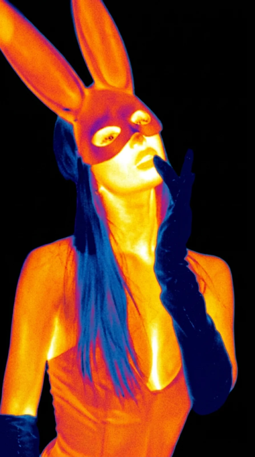 Anonymous thermal-imaging portrait of a creator silhouette